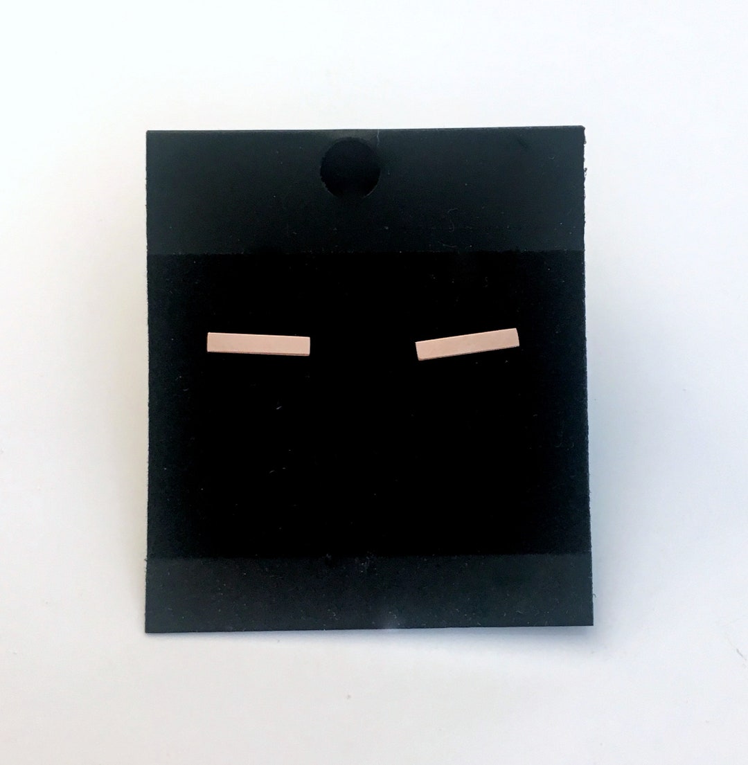 Rose Gold Bar Earrings, Anniversary Gift for Wife Jewelry, Line Staple Ear Studs in Stainless