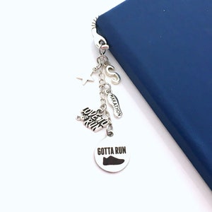 Add a Running charm, Sneaker 13.1 Marathon 26.2 Shoe 5K 10K Gotta Run Love to Run pendant Silver for Bookmark Book mark personalized add on image 2