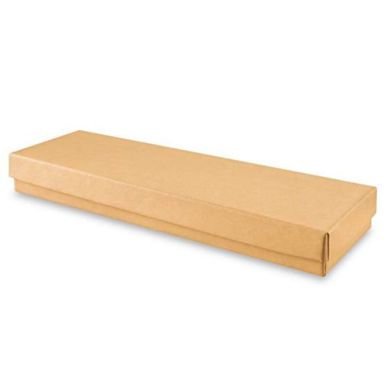 Long Brown Kraft Gift Box, 8 X 2 X 7/8 Add on Note for Present