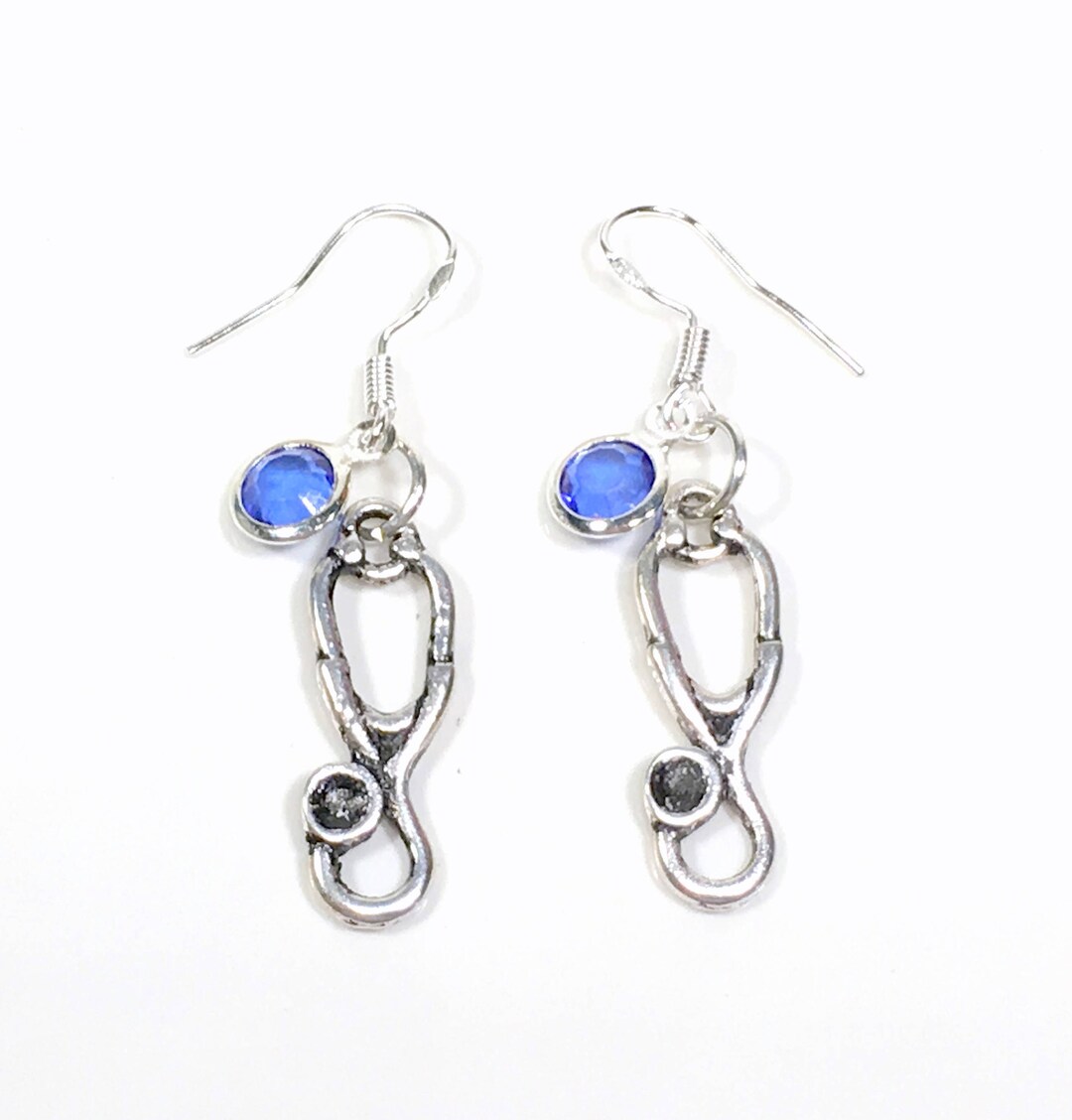 Gift for Nurse Earrings, Stethoscope Jewelry, Silver Nuring Present