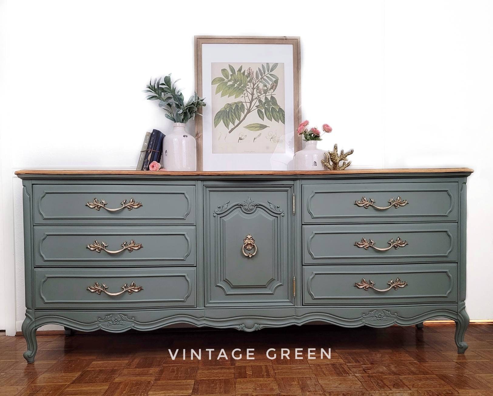 AVAILABLE Free Shipping Emerald Green Boudoir Thomasville Vintage Dresser  Glam Shabby Chic French Provincial Bedroom Buffet 