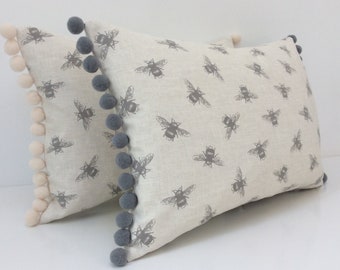 pom trim pillow etsy