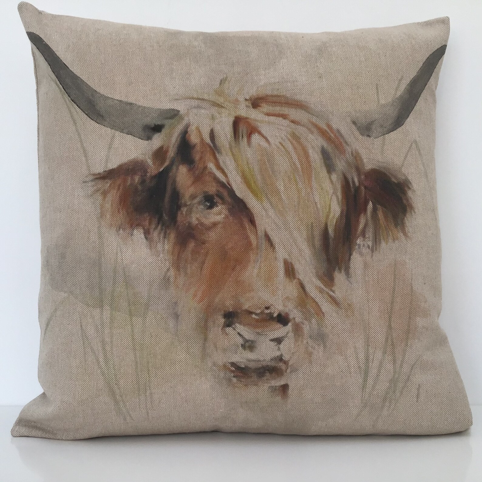 Highland Cow Cushion Cover Natural Country Cottage Farmyard - Etsy UK