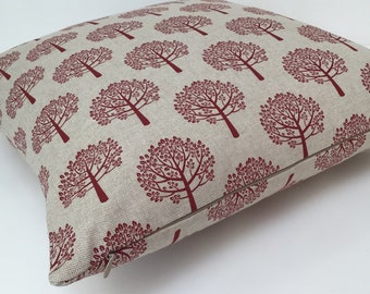 Red Scandinavian Geometric Tree Cushion Cover DOUBLE SIDED Mulberry Natural Beige Fabric