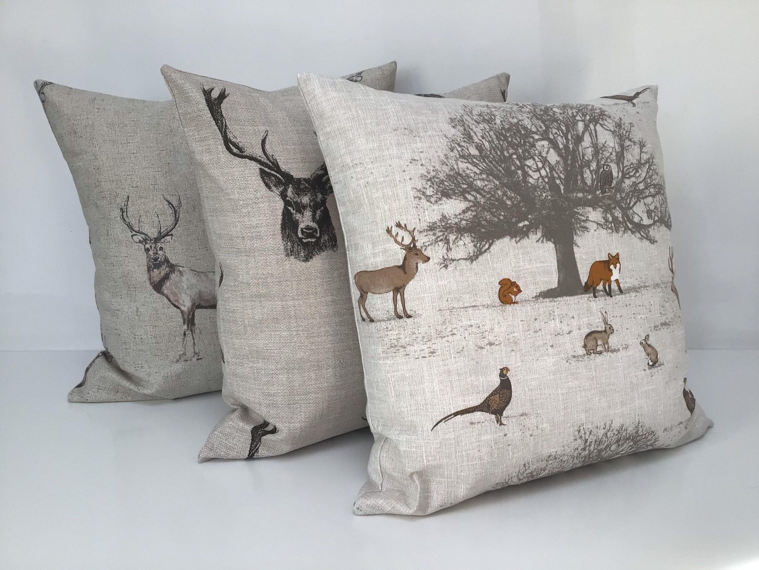 Stag Deer Cushion Cover Fryetts Tatton Autumn Glencoe Stag Head Fabric Etsy UK