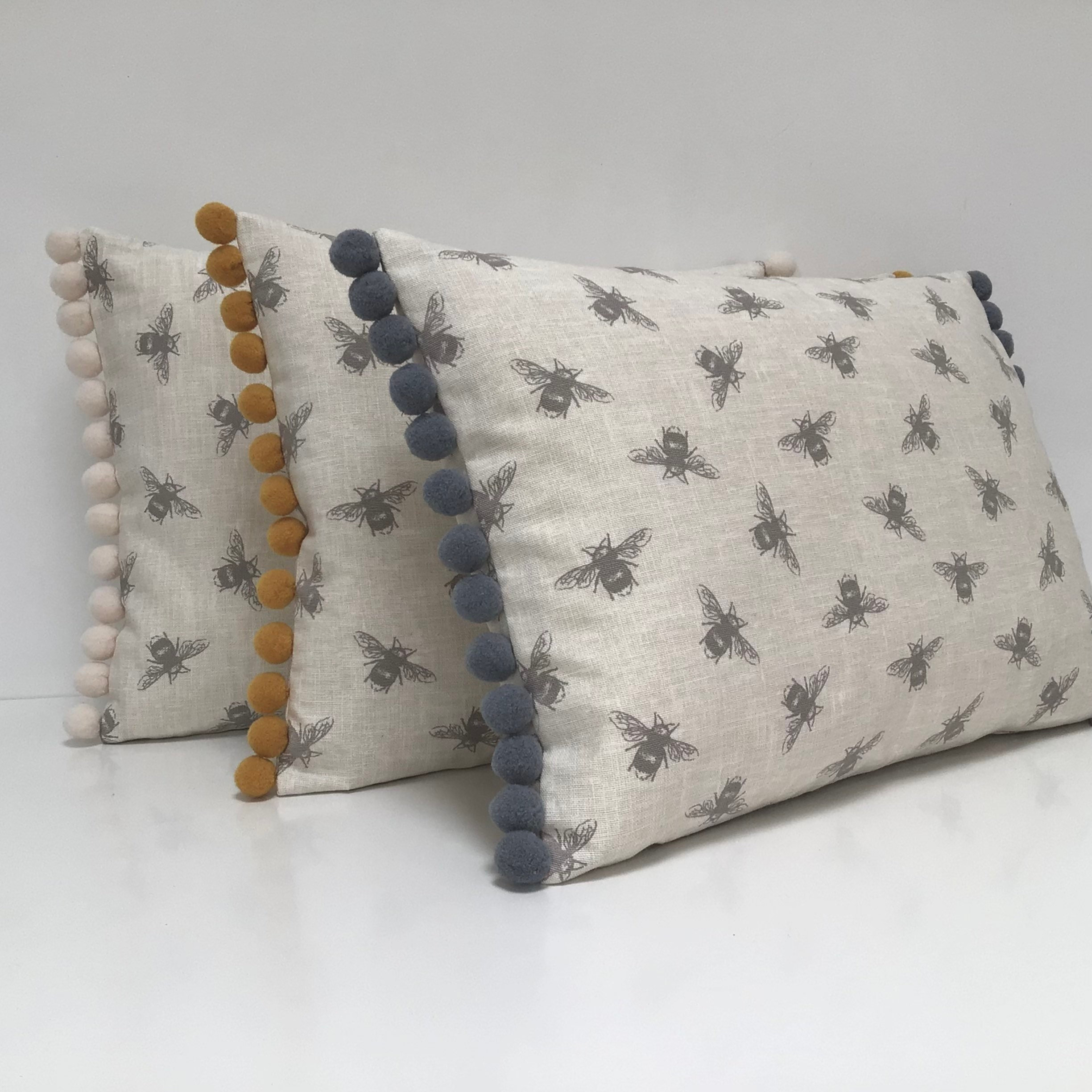 Bumble Bee Cushion Cover Double Sided Handmade Vintage Grey - Etsy UK