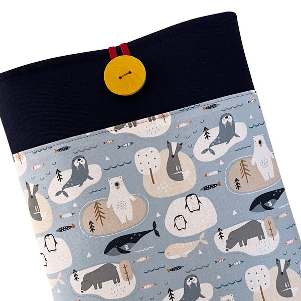 Polar Animals Laptop Sleeve 13 inch Cute, Padded Canvas MacBook Air 15 Pro 14 2021 Sleeve, Polar Bears Penguins