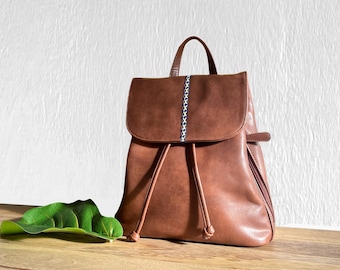 Vegan Mini Backpack Women’s, Vintage Style Soft Faux Leather Purse Backpack