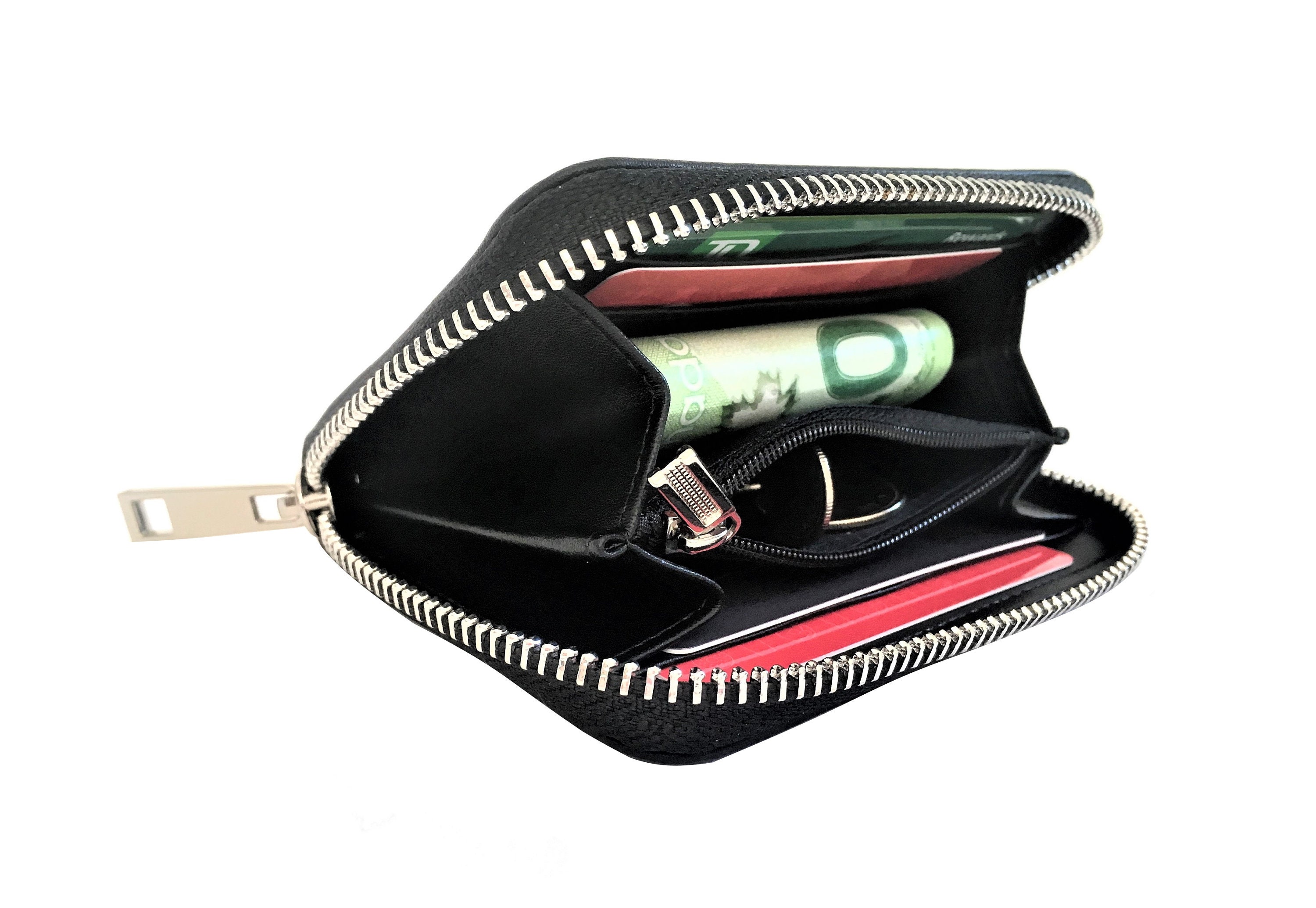 Vegan Wallet Womens Small Minimalist, Cute Zipper Credit Card Wallet,…