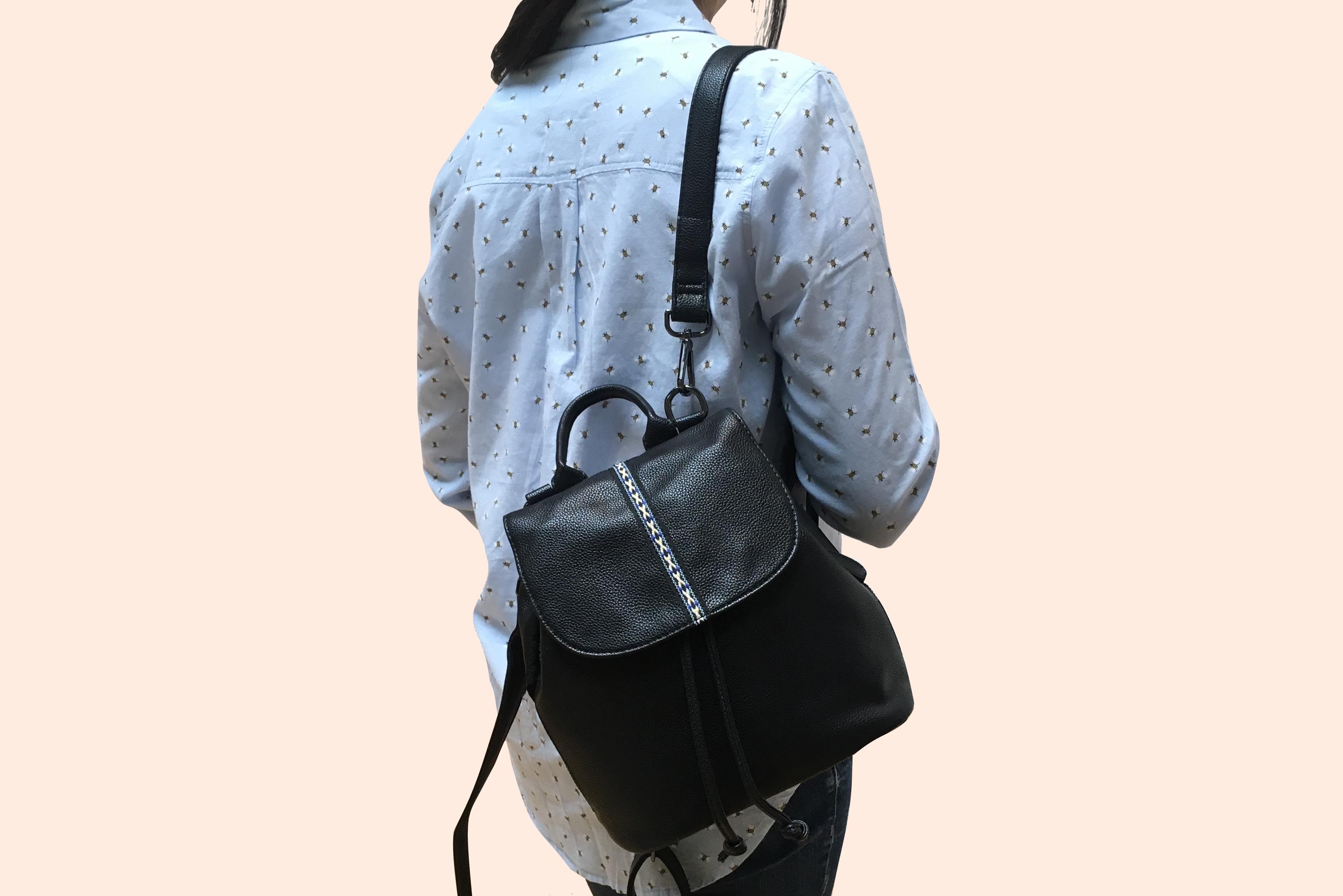 Vegan Mini Backpack Purse: Faux Leather Convertible Handbag  display picture 2