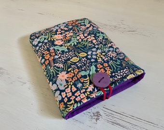Floral Boho Padded Kindle Sleeve Gift, Paperwhite Oasis Voyage Pouch, Custom 6" 7" eReader Sleeve Case Gift Colorful Canvas Fabric