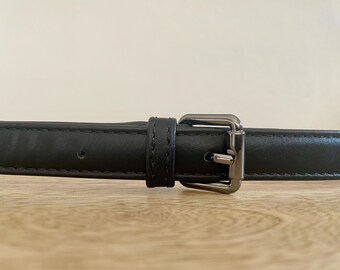 Vegan Leather Replacement Strap Black W/ Dark Silver Tone Hardware For Women's Crossbody Purse