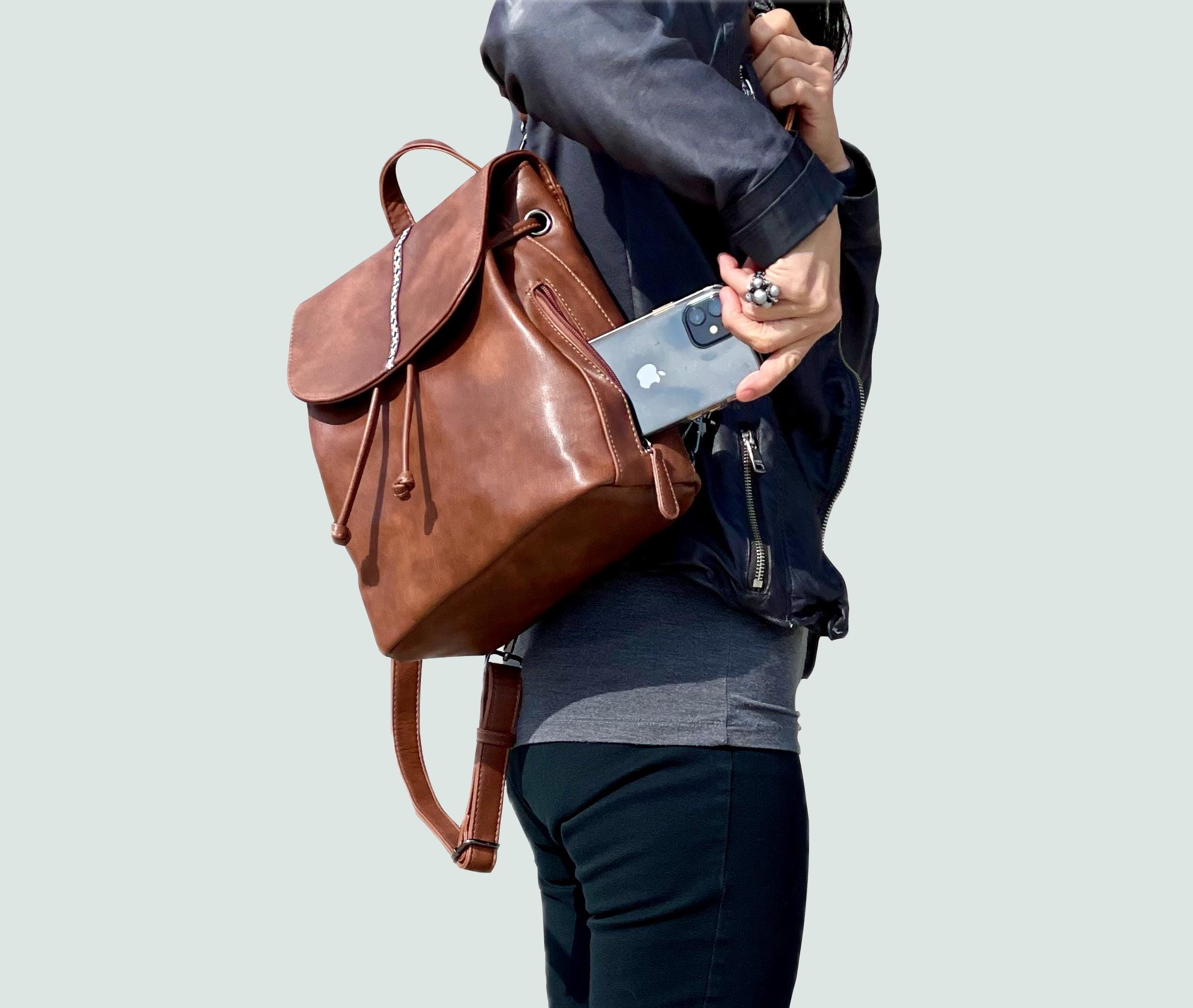Faux Leather Mini Backpack Purse Convertible Shoulder Bag Vegan Leather Daisy Convertible Backpack Purse – Vegan Leather 2-in-1 Bag  main image 2