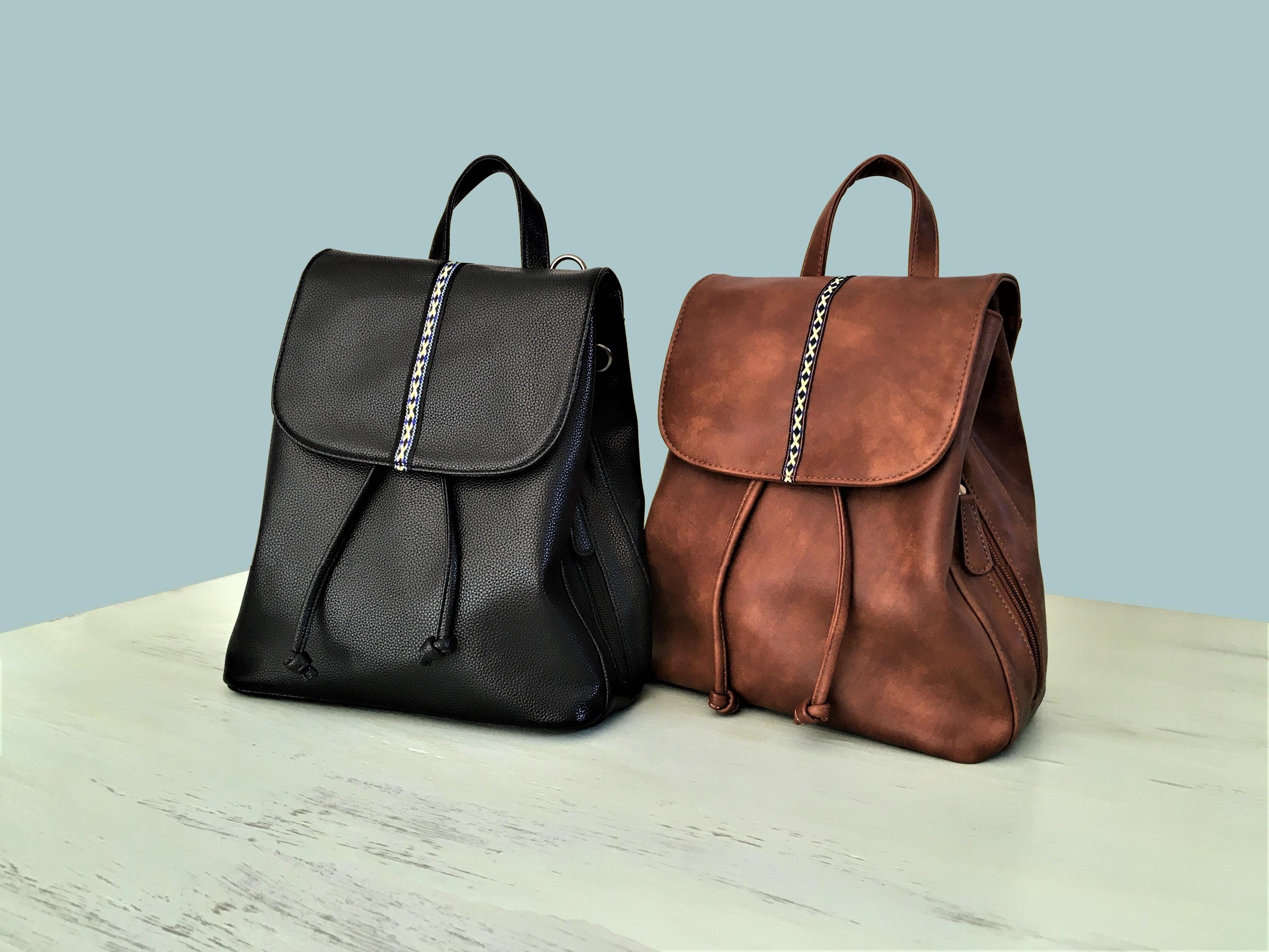 Mini Convertible Backpack Purse Vegan Leather Travel Shoulder Bag Chic Convertible Mini Backpack Purse: Black Vegan Leather Travel  main image 2