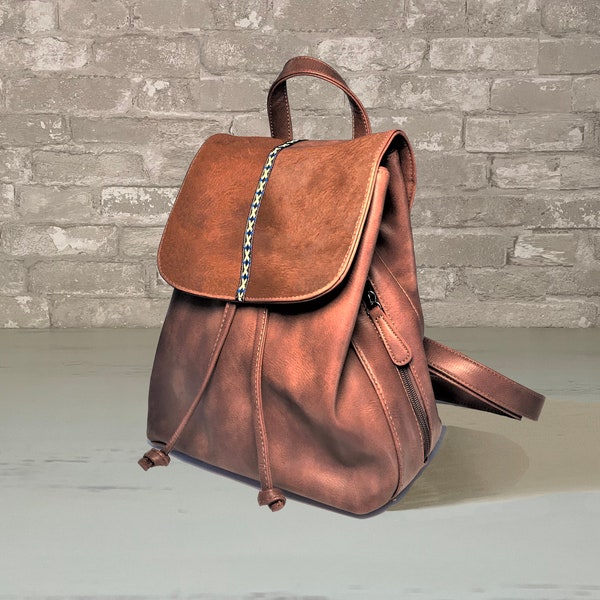 Vegan Mini Backpack Purse Gift Boho, Women's Cute Convertible Backpack Handbag, Quality Vegan Leather Purse Backpack Anti-theft Traveling