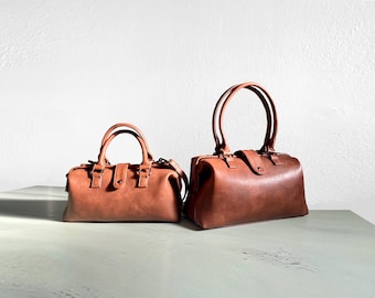 Vintage Style Vegan Doctor Bag Purse: Soft Faux Leather Frame Handbag