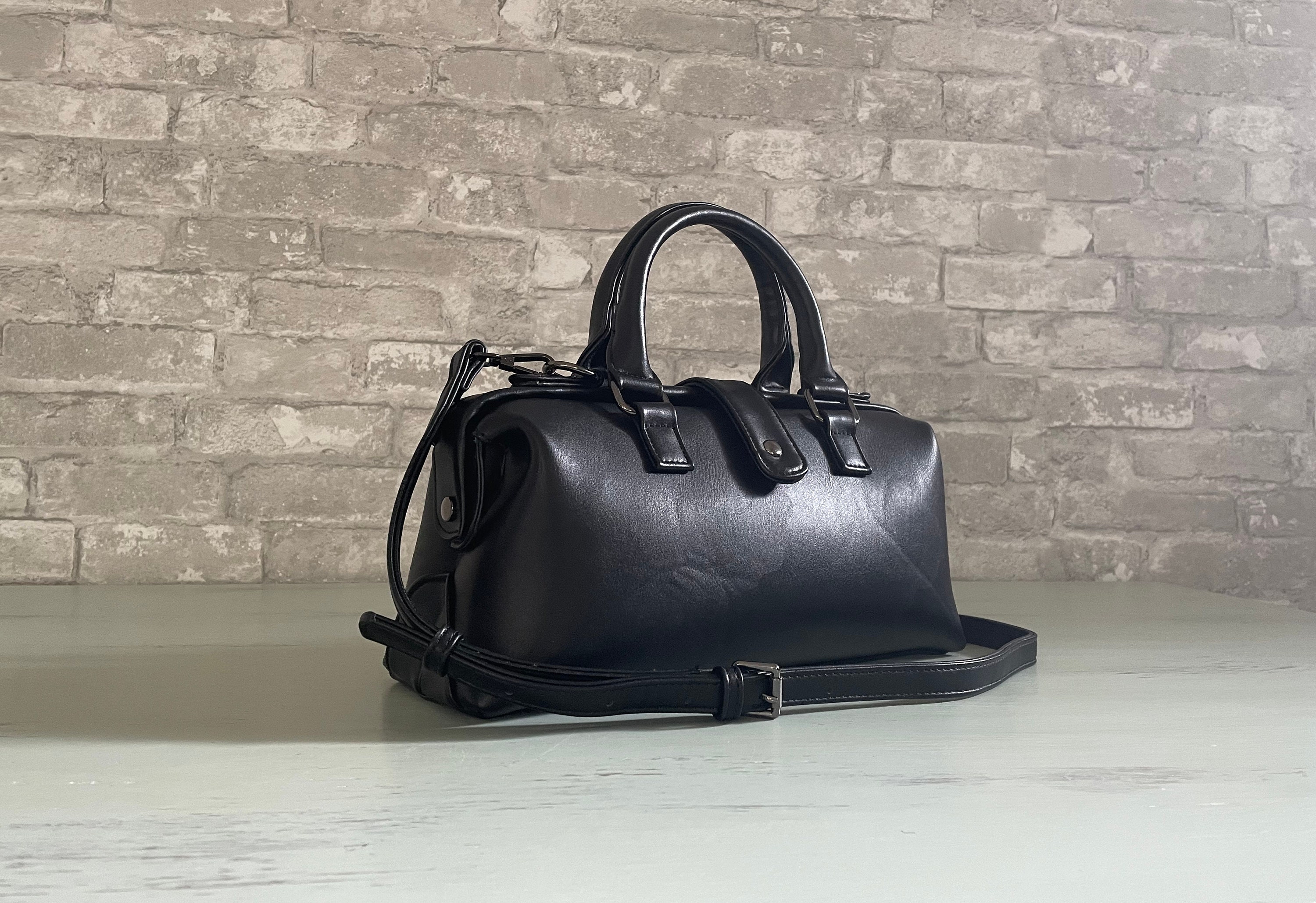 MCM Black Visetos Mini Boston Bag Leather Pony-style calfskin Cloth  ref.248768 - Joli Closet