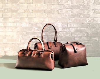 Vegan Leather Doctor Bag Women's: Vintage Style Handbag, Vegan Gift For Mom