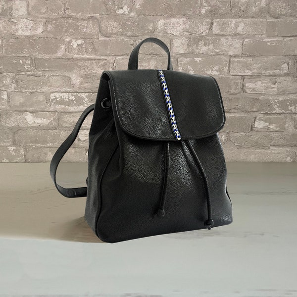 Convertible Mini Backpack Purse Boho, Womens Small Purse Backpack For Travel, Cute Vegan Leather Bag Black, Gift Backpack Mini