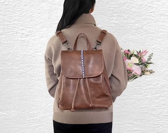 Vegan Mini Backpack Women’s, Vintage Style Soft Faux Leather Purse Backpack