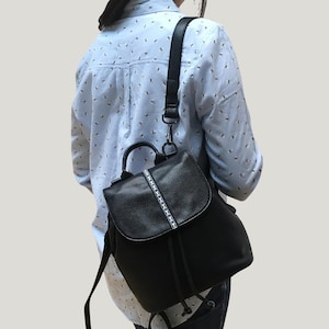 Convertible Mini Backpack Purse: Black Vegan Leather Travel Bag