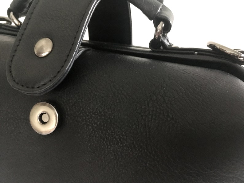 Doctors Bag Black Purse Womens Vegan Leather Purse Bag Etsy