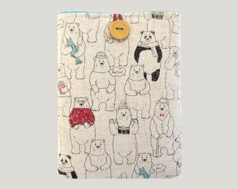 Bears Linen Kindle Paperwhite Cover, Padded e-Reader Sleeve Custom Fit