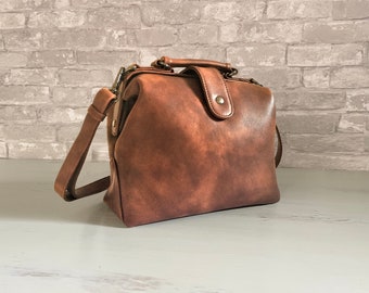 Doctor Bag Vegan Leather Purse Crossbody Bags Gift Women’s Medium Unique Purse, Classic Vintage Style Y2K Purse, Minimalist Handbag
