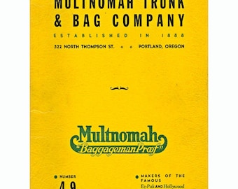 Antique Trunk Catalog 1936, Multnomah. Original, vry good condition + Price Lists & Letter to Customers. Free Expedited Shipping
