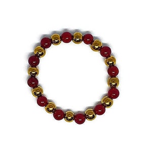 Red Agate and Gold Hematite Bracelet
