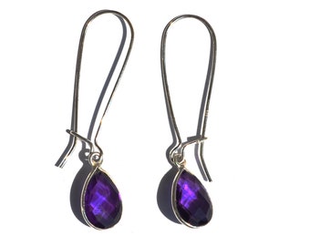 Sterling Silver Amethyst French Hook Earrings