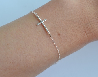 Dainty Sterling Silver Cross Bracelet