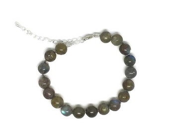 Bracciale regolabile in argento sterling e labradorite