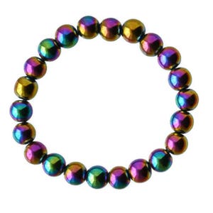 Splendido braccialetto con pietra preziosa ematite arcobaleno