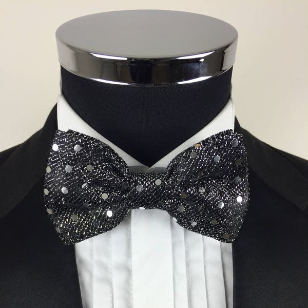 Sequin Bowtie, sparkly bowtie, crystal bowtie, black bowtie, silver bowtie, glitter bowtie, pre tied bow tie, gifts for men, prom bow tie