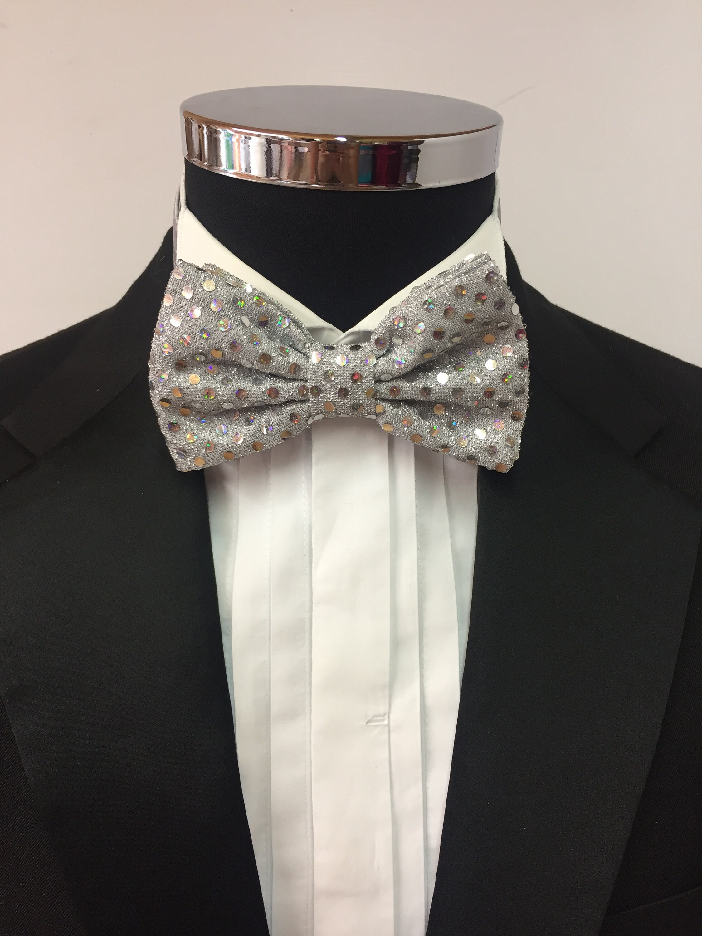 Bowtie, Sparkly Bowtie, Sequin Bowtie, Funky Bowtie, Silver Bowtie ...