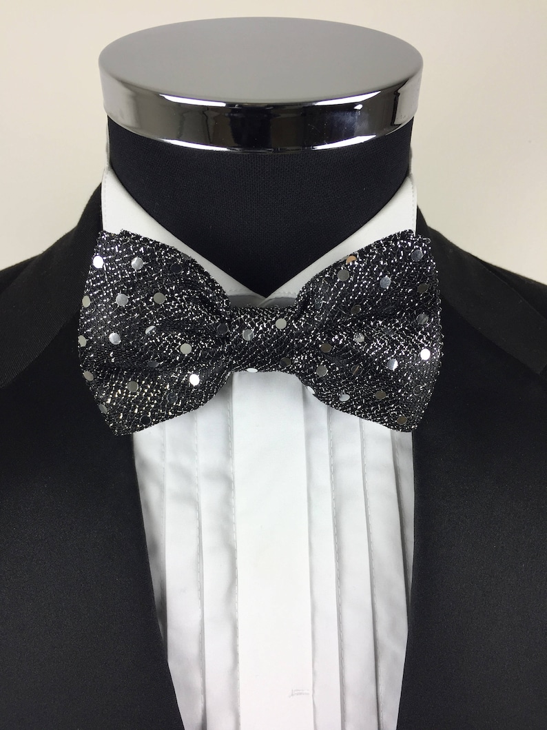 Sequin Bow Tie Adult Silver Costume Accessory main image 1