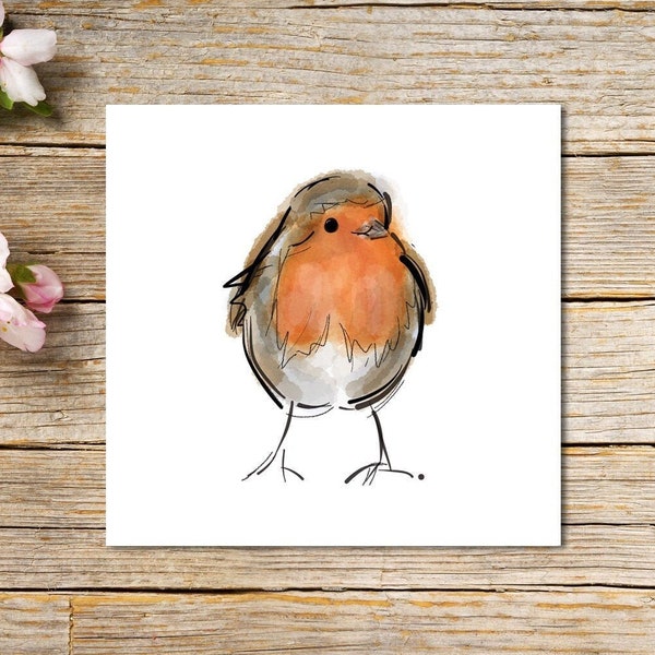 Bird Greeting Card, Robin Card, Greetings Card, Blank Inside, Robin, Personalised Card, Personalised Robin Gift, Bird Card by Susy Fuentes