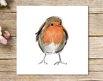 Bird Greeting Card, Robin Card, Greetings Card, Blank Inside, Robin, Personalised Card, Personalised Robin Gift, Bird Card by Susy Fuentes