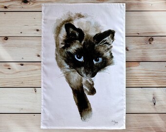 Cat Tea Towel, 100% Cotton, Large Tea Towel, Superior Cotton, Tea cloth gift, Cat Gifts, Balinese Gifts, Ragdoll Cat, Kitten Dishtowel