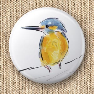 Kingfisher Button Badge 25mm, Wildlife Button Badge, Kingfisher Pinback, Kingfisher Button Badge, Pin Badge, Kingfishers, Wildlife Badge