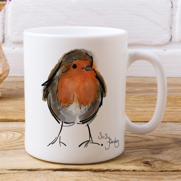 Robin Bird Mug by Artist Susy Fuentes