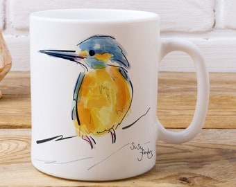 Mug martin-pêcheur animalier, Mug animalier britannique par l'artiste Susy Fuentes