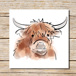 Highland Card, Baby Highland Cow Card, Greeting Card, Blank Inside, Highlands, Baby Bull Card,Personalised Highland Card, Heilan Coos Cards