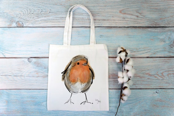 Robin Canvas Tote Bag 100 Cotton Tote Bag Tote Bag Heavy