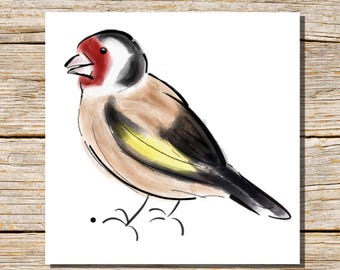 Bird Greeting Card, Goldfinch Card, Greetings Card, Personalised card, Blank Inside Goldfinch, Bird Card by Artist Susy Fuentes