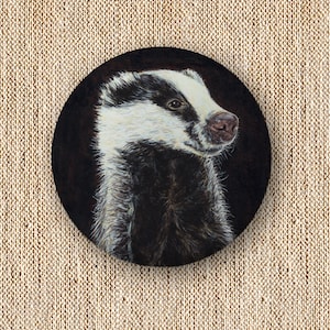 Badger Pin, Button Badge 25mm, badger Button Badge, Wildlife Pinback, Wildlife Button Badge, Pin Badge, Badgers, Wildlife Badge, Badgers