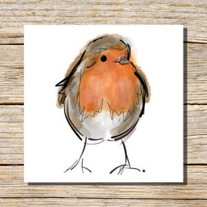 Biglietto di auguri con uccellino, biglietto con pettirosso, biglietto di auguri, vuoto all'interno, pettirosso, biglietto personalizzato, regalo personalizzato con pettirosso, biglietto con uccellino di Susy Fuentes