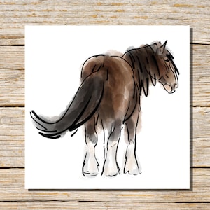Shire Pferdekarte, Entwurf Pferde Grußkarte, leere Innenseite, Pferdekarte, schwere Pferdekarte, personalisierte Shire Pferde, Ponykarten, Ponys