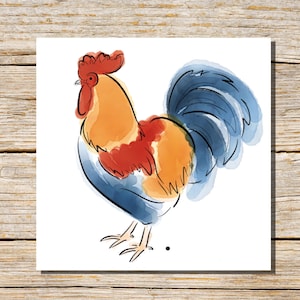 Carte poulet, carte de voeux coq, carte coq, animaux de la ferme, carte poule, coqs, cartes de la ferme, anniversaire de poule, carte poulet, coq, poussin
